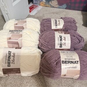 Bernat Blanket Yarn Bundle in Cream and Mauve